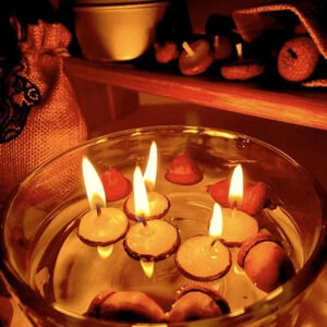 24 Floating Acorn Cap  Candles - Handmade